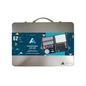 Art Alternatives Watercolor Art Set 62 Pieces w Metal Carrying Case New